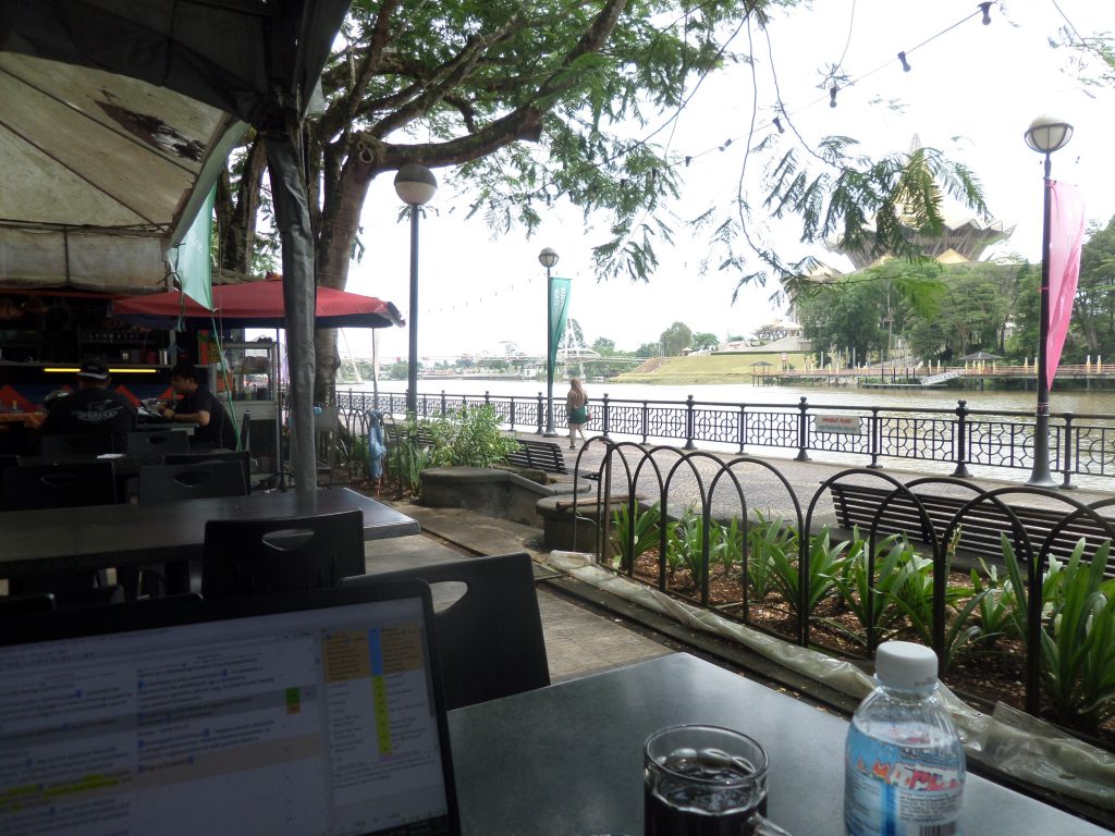 Café on the Riverfront in Kuching, Malaysia