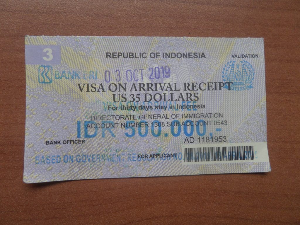 Visa on arrival to Indonesia, 2019