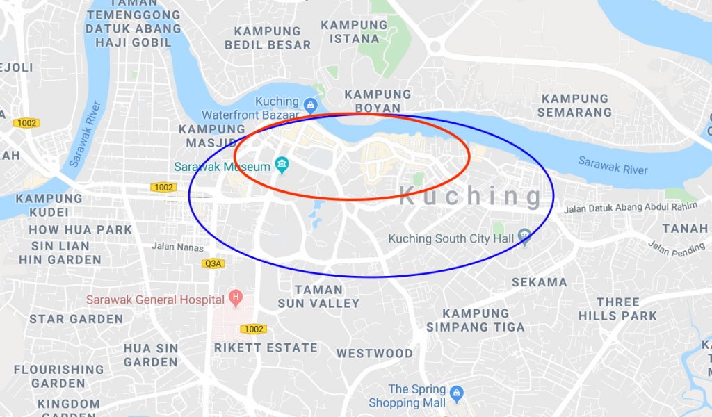Where to stay in Kuching - map