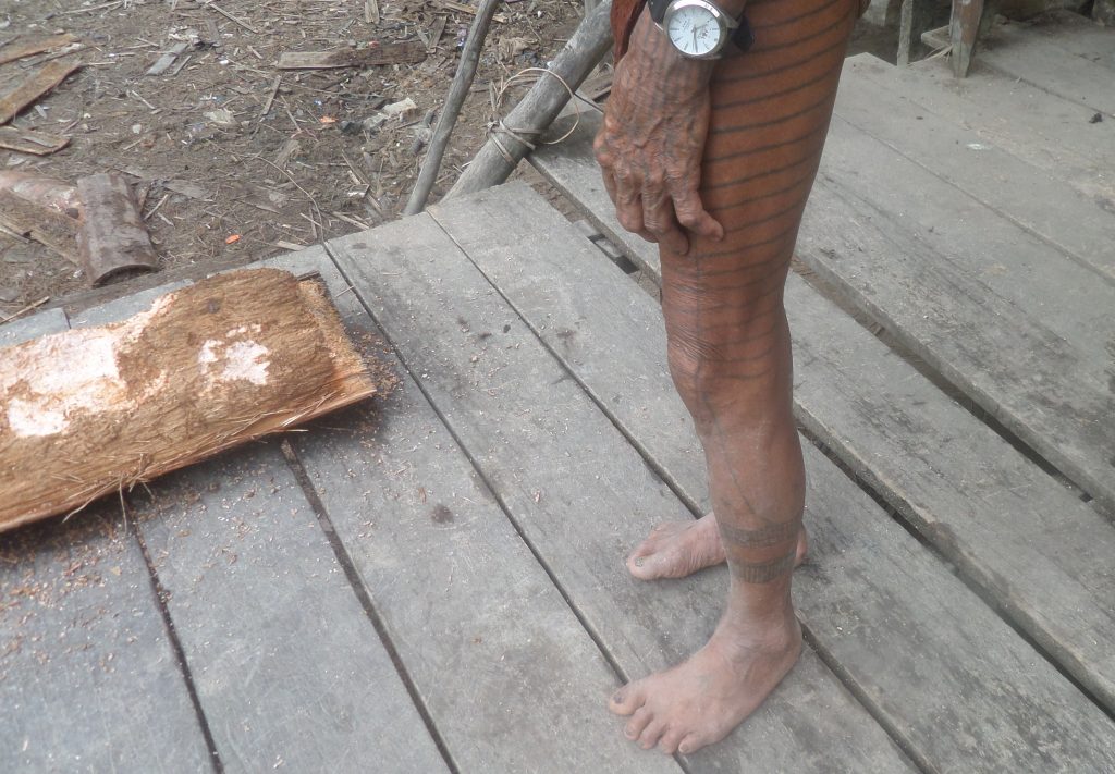 Mentawai shaman leg tattoo